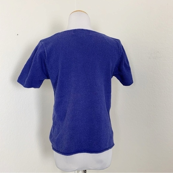 Vintage Jones New York Sport Knit Sweater Top Floral Short Sleeve Flower - Picture 13 of 16